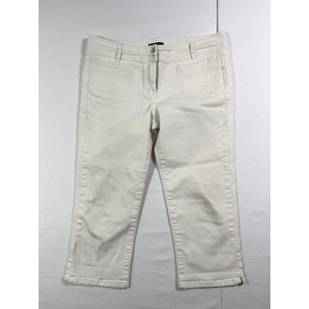 New York & Company White Capri Pants Womens Size 10 Stretch Cotton Cropped Denim